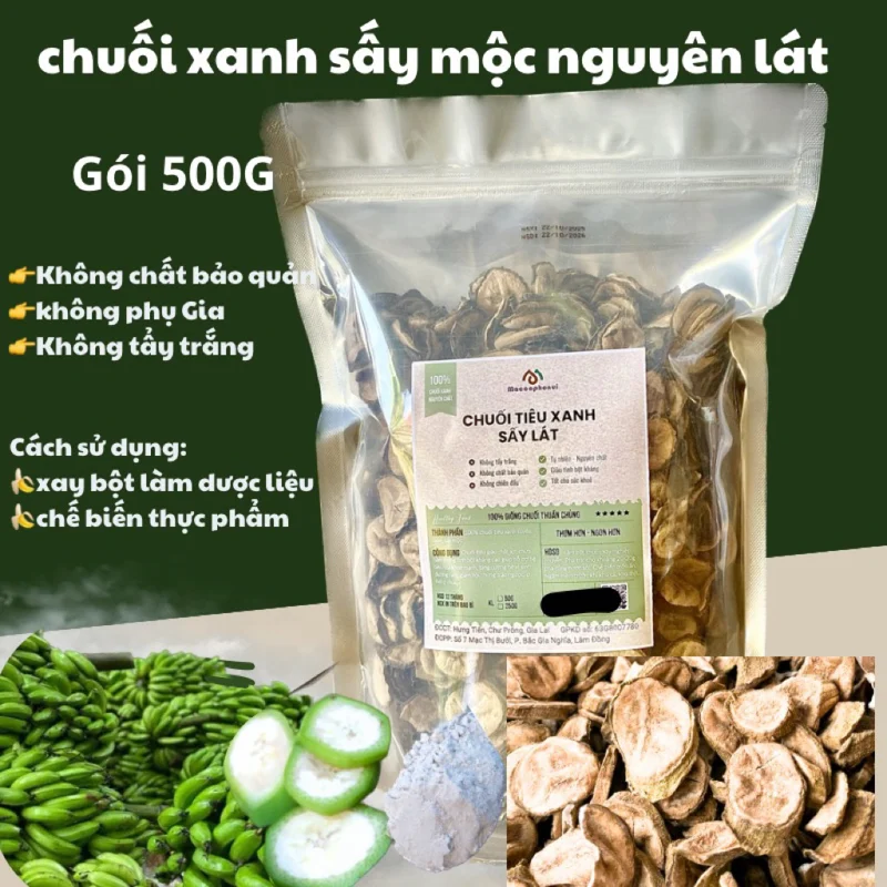 Chuối xanh sấy mộc nguyên lát