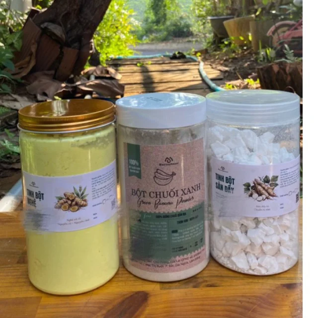 Combo tinh bột nghệ, sắn dây và chuối xanh